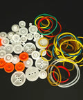 84 Piece Belt Pulley Set For 2mm Shafts With Rubber Bands Plastic Pulleys In Eight Sizes And Four Band Sizes Ideal DIY Model Kit