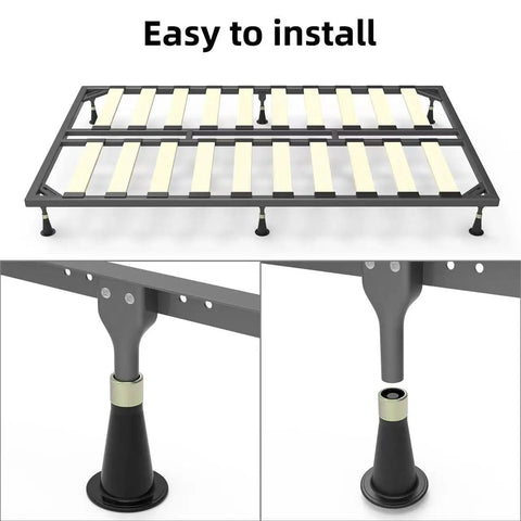 Six Pack Bed Frame Feet Risers For Replacing Wheels, Prevent Slipping And Sliding, Fits Over Standard Bed Foot, black and gold reinforced plastic