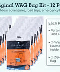 Go Anywhere Portable Toilet Kit For Camping And Travel With NASA Gelling Powder Gel Waste Bag System shown in 12 pack