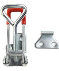 Heavy Duty Galvanized Toggle Latch Handle With 100 Kilogram Clamp Force For Secure Cabinets Tool Chests And Transport Cases Featuring Thick 2mm Steel Build For Maximum Hold And Tough Everyday Use Without Ripping Open, shown with mounting catch