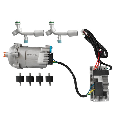 Universal A C Electric Compressor 20Cc Per Stroke 12 Volt Auto Truck Bus Air Conditioning R134a components and wiring layout.