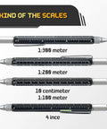 9 In 1 Metal Multitool Pen Set For Him With 2 Pens And 6 Refills showing four ruler scales in black aluminum pen.