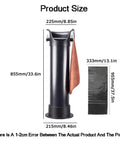 Ultra Heavy Duty Floor Standing Espresso Knock Box For Commercial Shops And Home Bars Hella Rock Solid Build Three Piece Snap Fit Design Super Fast Coffee Grounds Cleanup with size measurements.