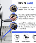 Wrought Iron Chair Glides Fit 1-1/2 Inch Cup, Round Plastic Floor Protectors installation guide on patio chair