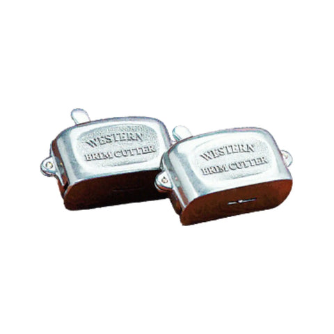 Western Hat Brim Cutter Tool, Premium Metal Construction, One Eighth Inch Silver Finish, shown with an ergonomic handheld design.