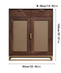 Solid Wood Shoe Cabinet Featuring Modern Minimalist Profiles Tailored For Tight Foyer Layouts And Walk In Closets, 85cm wide, 100cm tall.