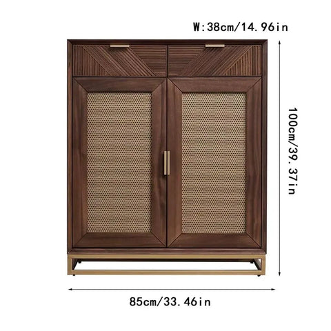 Solid Wood Shoe Cabinet Featuring Modern Minimalist Profiles Tailored For Tight Foyer Layouts And Walk In Closets, 85cm wide, 100cm tall.