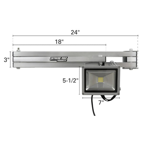 Adjustable Aluminum Swing Arm Led Industrial Work Light 2250 Lumens For Workshop Garage Shop Race Trailer And Warehouse 120 Volt Heavy Duty Lighting Built For Pros with dimensions marked
