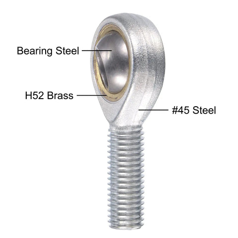 Beefy Spherical Rod End Bearing 14mm Bore M14x2.0 Right Hand Male Thread Connector Self Lubricated Heavy Duty Steel 2 Pack Go To Joint For Tough Loads And Misalignment Up To 14 Degrees, bearing steel ball and #45 steel body