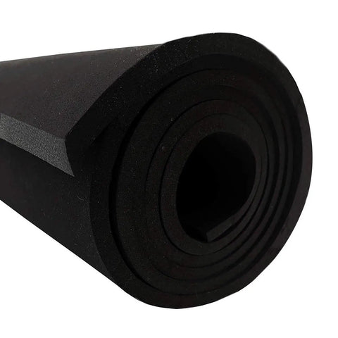 Top Shelf Neoprene Foam Rubber Sheet Roll 15 By 60 Inches By One Eighth Inch Thick rolled black neoprene foam showcasing smooth texture.