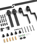 Bypass Sliding Barn Door Hardware Kit For Double Wooden Doors On One Track 6.6 Ft Rail Combination Track Mode Overlap Space