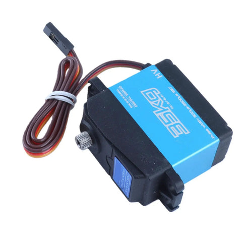 BADASS HEAVY DUTY 35KG DIGITAL SERVO WITH ALL METAL GEARS IP66 WATERPROOF DESIGN FOR RC CARS AND BOATS coreless motor view with connectors.