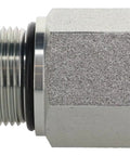 Heavy Duty One Half Inch ORB Male To One Quarter Inch NPTF Female Hydraulic Adapter Fittings For Tough Lines Forged Carbon Steel With Zinc Trivalent Coating Weatherhead C3269 And Aeroquip F50G Compatible side view