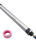 Beefy Mini Pneumatic Cylinder MAL 16x150 with aluminum single rod, 16mm bore, 150mm stroke, shown with pink sealing tape