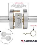 Built Tough Privacy Door Lever for Commercial Bathrooms, Grade 2 Restroom Lock in nickel chrome, side view with components visible.