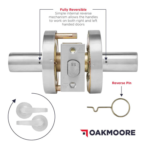 Heavy Duty Commercial Door Handle Non Locking Passage Function For Meeting Rooms And Kitchens Grade 2 Nickel Finish ADA Compliant UL Listed ANSI A1562 400000 Cycles Anti Sag Technology