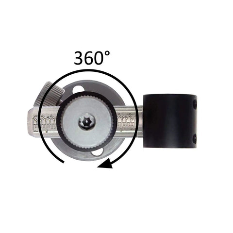 360 Degree Adjustable Laser Module Mount Holder Fits 6mm To 12.5mm Modules with Easy Tighten Screws, top view showing rotation capability