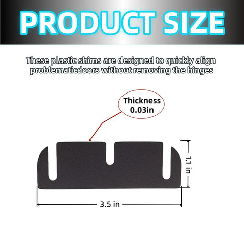 16 Pack 3.5 Inch PVC Door Hinge Shims 0.8mm Thick for Interior and Exterior Door Alignment product size illustration
