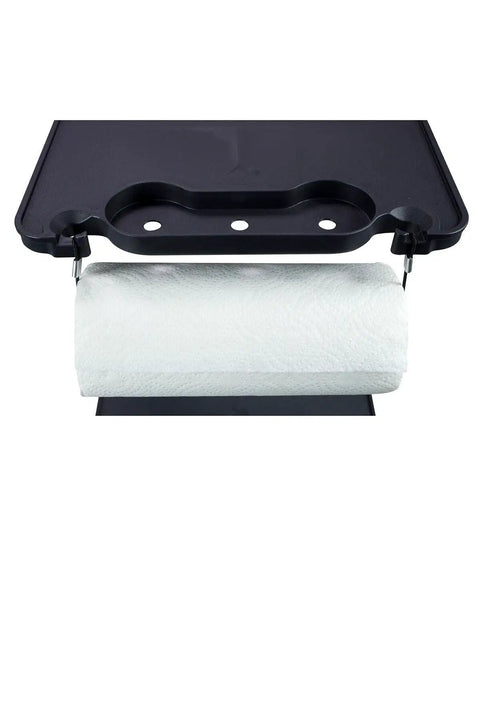 Slim Fold Cook Station Portable Folding Kitchen Table With Heat Resistant Top featuring paper towel holder attachment