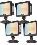 Four pack of 55W LED Flood Light With Dusk To Dawn Photocell No Fuss Brightness 120V 6600 Lumen Outdoor Security Lighting IP65