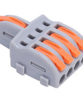 20 Pack Push In Wire Connectors 1 To 4 Out Electrical Terminal Block Copper Conductor Splitter for recessed fixtures, close-up image.