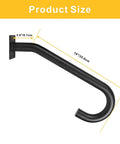 Two Pack Half U Metal Handrails For Outdoor Steps And Indoor Stairs Wall Mount Safety Rail With Hardware Badass Grip For Elderly Rock Solid Build Smooth Install Heavy Duty Stair Support Rig product size showing 14" length and 2.6" width in black steel