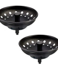 Matte Black Stainless Steel Sink Basket Strainer Stopper, 2 Pack, Universal Three And A Half Inch Kitchen Drain Strainer