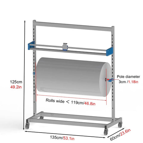 No Nonsense Heavy Duty Bubble Wrap Dispenser With Razor Blade Cutter And Locking Brake For Quick Packing And Moving Heavy Gauge Steel Mount shown with a large bubble wrap roll.