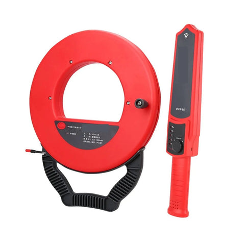 Sick Rock Solid Stud Finder Wall Scanner That Actually Slaps For Finding Electrical Pipes Cables And Drain Blockages Up To Fifty Centimeters With A Hella Bright Display, red handheld and circular scanner.