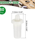 80 Piece Set Of White Plastic Spring Loaded Shutter Repair Pins For Plantation Shutters Window Blinds And Cabinet Hardware Featuring Snappy Fits And No Fuss Replacement Swaps, showing size details 11.5mm and 24.5mm.