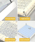 Collage of chrome finish, screws, K9 crystal detailing of 11 Inch LED Ceiling Light Fixture Flush Mount With Crystal Design.
