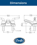 Technical dimensions of Lynden Bathroom Sink Faucet With Chrome Finish, Dual Levers For Quick Temperature And Water Pressure.