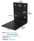2 Pack Heavy Duty Steel L Brackets For Wood 6 By 5 Inch 90 Degree Pergola Support, Seven Thirty Second Inch Thick, Black