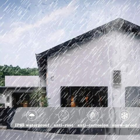Modern house under rain showcasing Porch Light With Dusk To Dawn Sensor For Outdoors, Square Up And Down Exterior Wall Sconce, 14W 3000K.