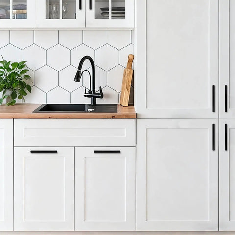 10 Pack Matte Black Cabinet Handles 7.8 Inch Pulls For Kitchen Cabinets And Drawers, 5 Inch Center Hole, Fingerprint Resistant Stainless Steel Hardware