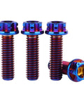 Beefy Titanium Flange Head Bolts Set M6x20mm T30 Torx Burnt Blue Finish Pack Of 4, Grade 5 6AL4V Titanium Alloy Screws