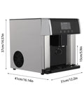 No Brainer Slick Countertop Ice Maker And Electric Water Dispenser With Durable Stainless Steel Finish For Rapid Bullet Ice Production and Multiple Cube Size Settings, showing Compact design and touch control panel.
