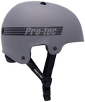 Side view of Old School Low Pro Certified Helmet with Deep Fit and SlimTech Core for skateboarding, matte grey finish.