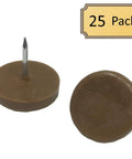 Keep Your Hardwood Floors Pristine With Hella Tough One Inch Nylon Slider Glides For Chairs And Tables To Shield Surfaces From Ruined Finishes Glide Like Butter Over Tile Carpet No Sweat Installation Saves You Money Pack 25 Brown showing two brown glides with metal pins.