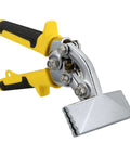 Ergonomic Handheld Ductwork Tool For Sheet Metal Bending And Seaming Pro Grade Hand Seamer with yellow handle and pitted jaws
