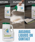 All Liquids Spill Powder That Eats Messes Fast, Ultra Absorbent Spill Cleanup For Vomit Urine Oil And All Liquids being used on floor