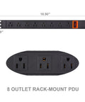 Rack Mount PDU With Eight Wide Spaced Outlets And 600J Surge Protection 15A 125V 1U Power Strip for racks with dimensions 18.90x1.69 inches