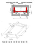 1 Pair Push To Open Under Mount Drawer Slides, Half Extension Rebound Rail Runners For Kitchen Cabinets, Rock Solid 25Kg Capacity, 14 Inch Design diagram with measurements.
