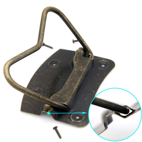 4 Pieces Vintage Style Lifting Handle Chest Pull With Distressed Antique Brass Finish for wooden boxes and chests, close-up view