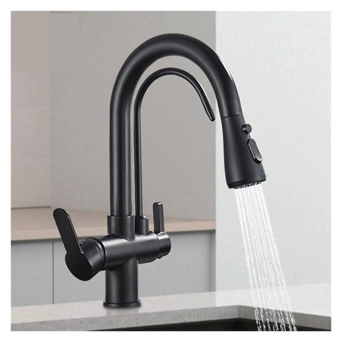 Purified Kitchen Faucet - 360° Rotating TapDeck-Mounted Filtered Water MixerHot & ColdEasy InstallatEle Gray Design - t for Clean Drinking Water.