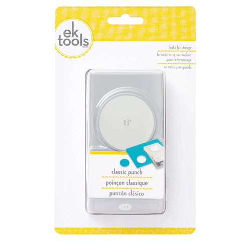 Product packaging of Circle Punch 1.75 Inch with Safety Lock for clean crisp circles in cardstock card making scrapbooking projects.