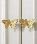 Heavy Duty Butterfly Cabinet Knobs With Slick Brushed Gold Finish For Dressers Crafted From Legit Solid Brass featuring detailed butterfly design.
