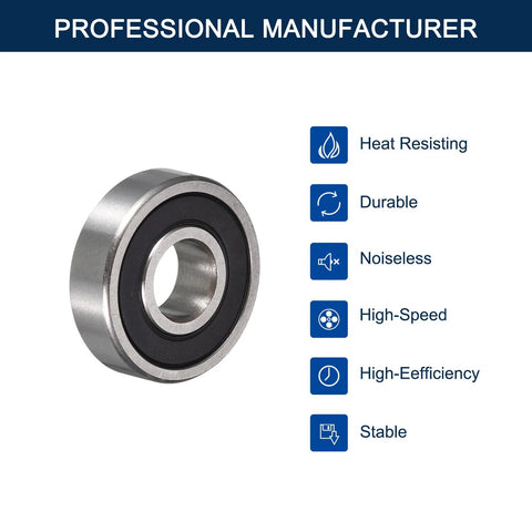 HiPicco 604-2RS miniature deep groove ball bearing, front view; chrome steel with double rubber seal