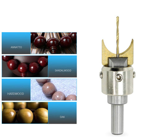 Carbide Ball Bead Drill Set For Woodworking, 6-25mm Pro Grade Milling Cutter Kit with wood samples and cutter tool shown