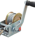 Beefy Manual Hand Crank Winch, 600 Lb Capacity, 26.3 Ft Steel Cable, Rugged Portable Tool for Trailers and Off Road Work, Carbon Steel With Zinc Plated Finish, with hook